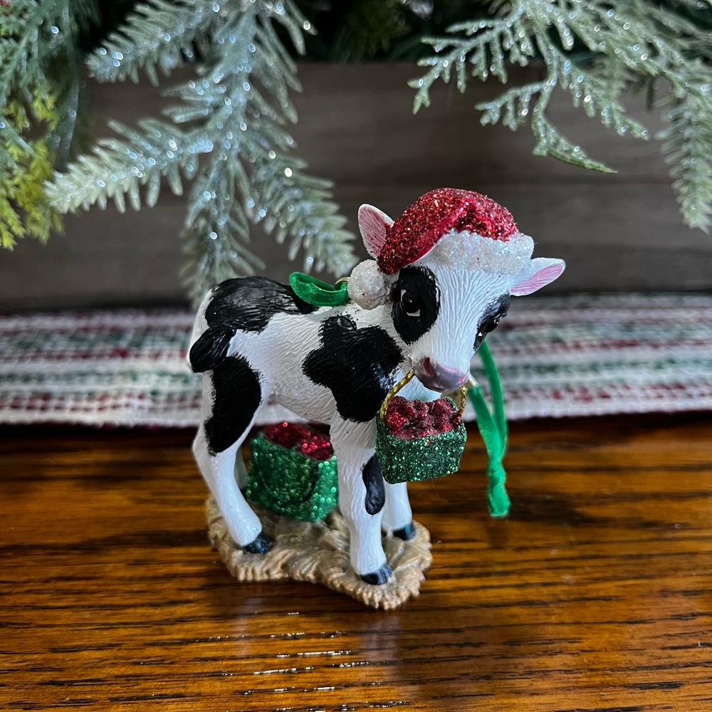 Danbury Mint The Baby Animal Ornaments Cow Calf Holstein Christmas Ornament